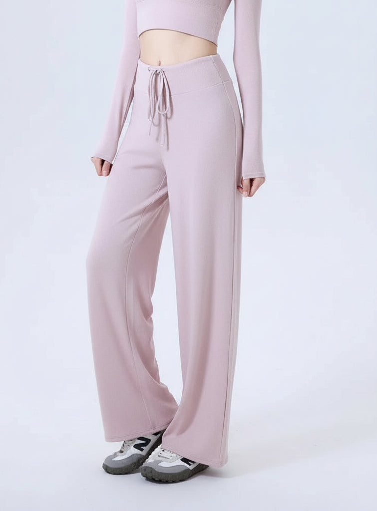 New Arrival Winter Cashmere Straight Leg Yoga Pants Drawstring Soft Loose