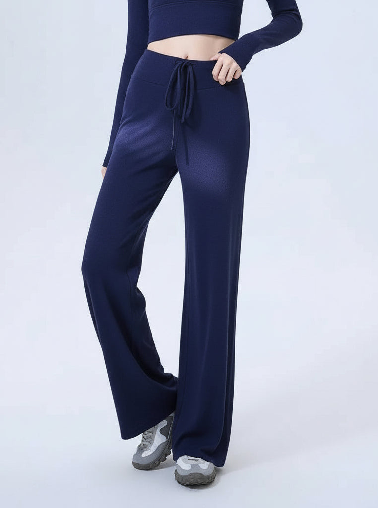 New Arrival Winter Cashmere Straight Leg Yoga Pants Drawstring Soft Loose