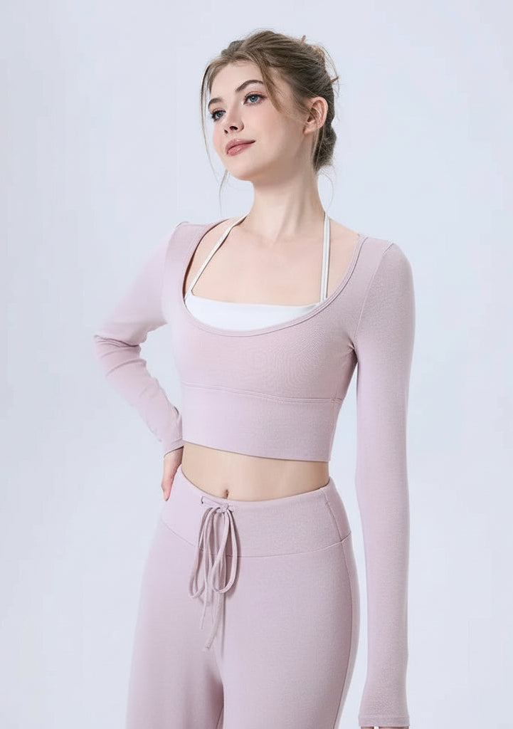 Breathable Long Sleeve Cashmere Top 2 in 1