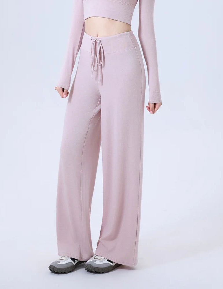 New Arrival Winter Cashmere Straight Leg Yoga Pants Drawstring Soft Loose