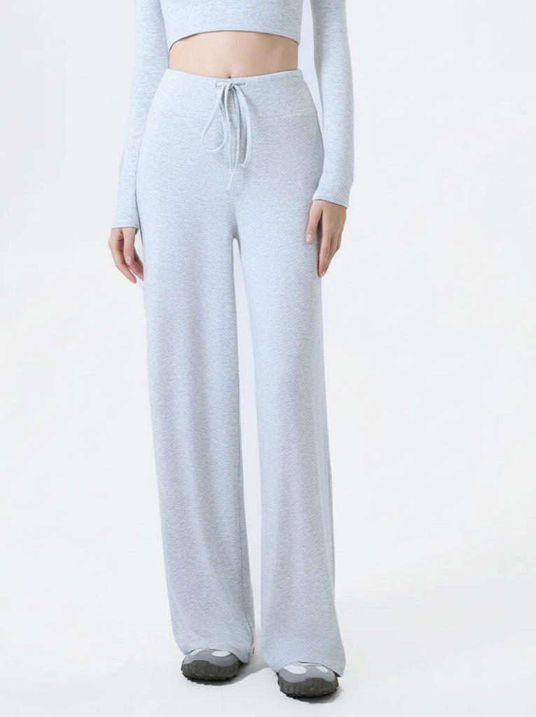 New Arrival Winter Cashmere Straight Leg Yoga Pants Drawstring Soft Loose