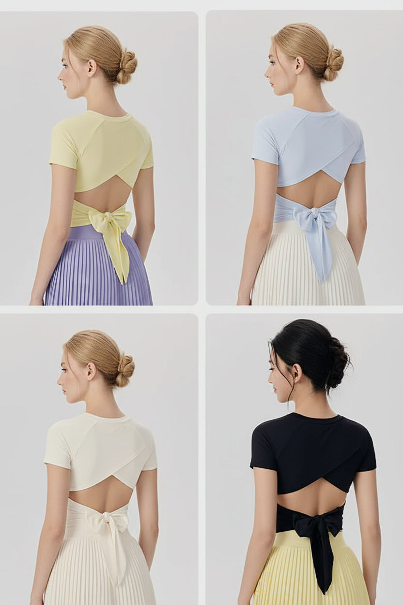 Padded Tennis Skirt and Hollow Back Crop Tops  Set