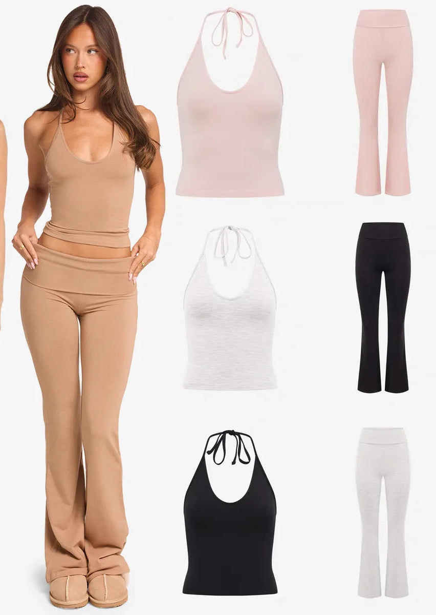 Top Halter or  Flared  Legging Pilates activewear
