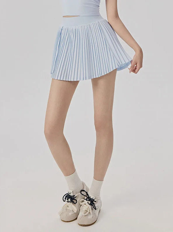 Padded Tennis Skirt and Hollow Back Crop Tops  Set