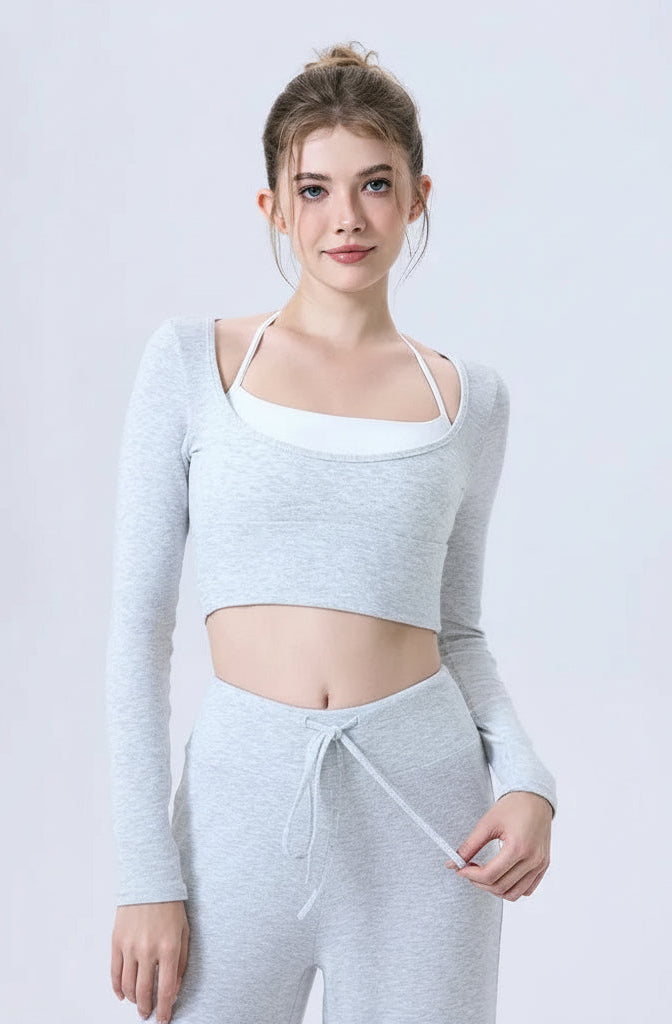 Breathable Long Sleeve Cashmere Top 2 in 1
