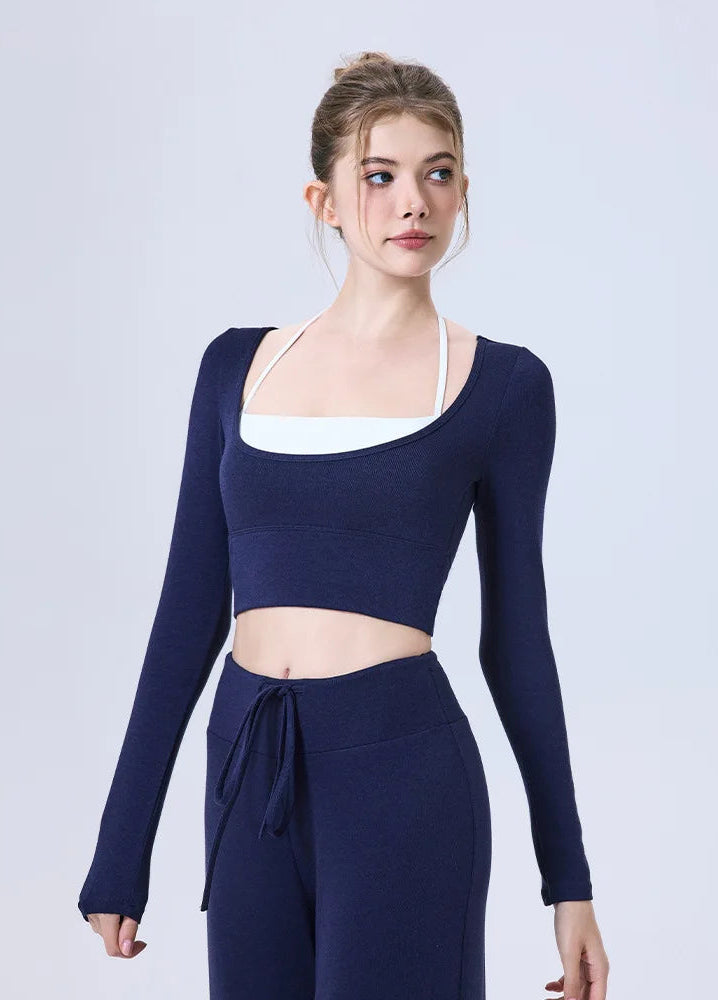 Breathable Long Sleeve Cashmere Top 2 in 1