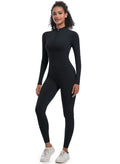 Winter High Elasticity Long Sleeve Jumpsuit Zip  up