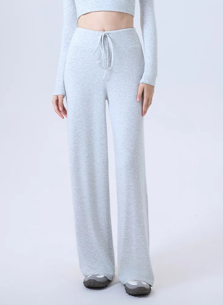 New Arrival Winter Cashmere Straight Leg Yoga Pants Drawstring Soft Loose