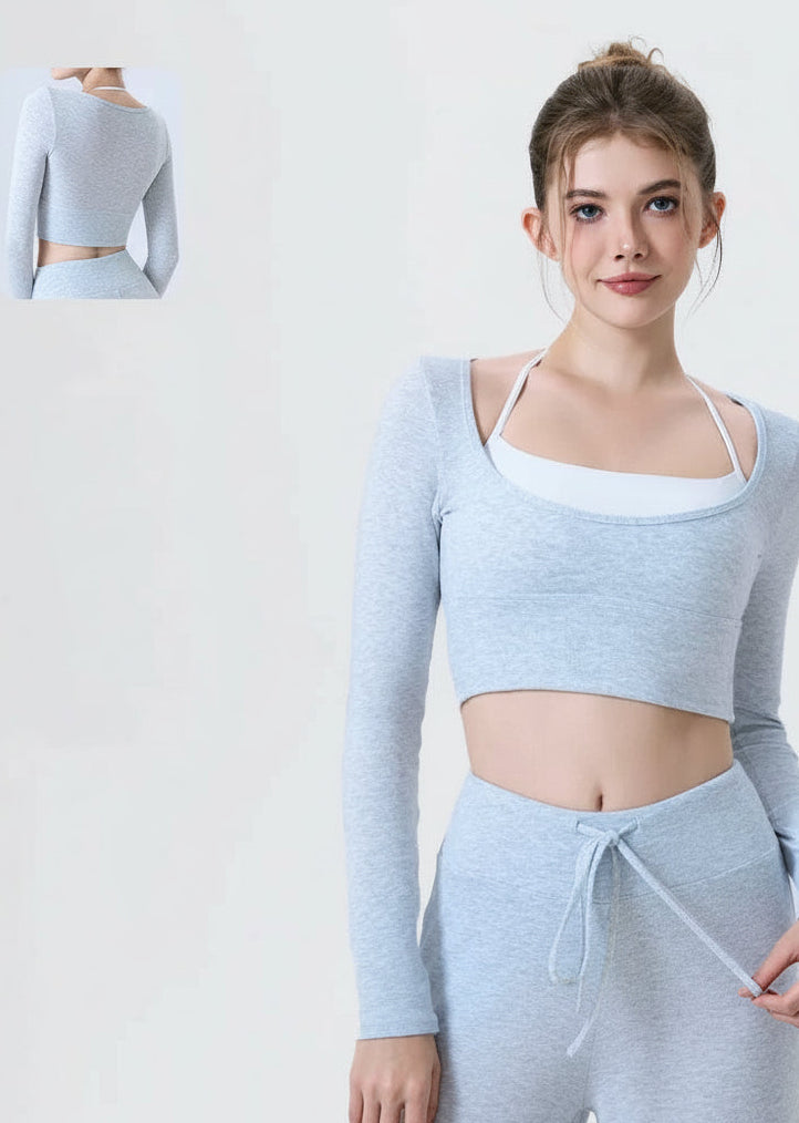 Breathable Long Sleeve Cashmere Top 2 in 1