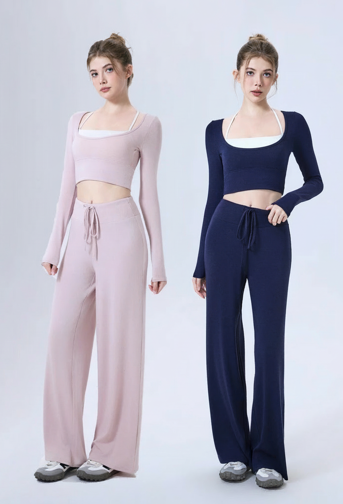 Breathable Long Sleeve Cashmere Top 2 in 1