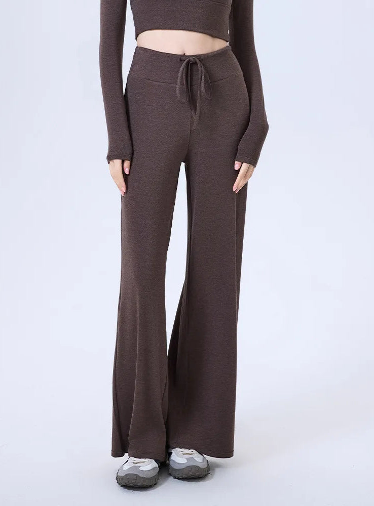 New Arrival Winter Cashmere Straight Leg Yoga Pants Drawstring Soft Loose