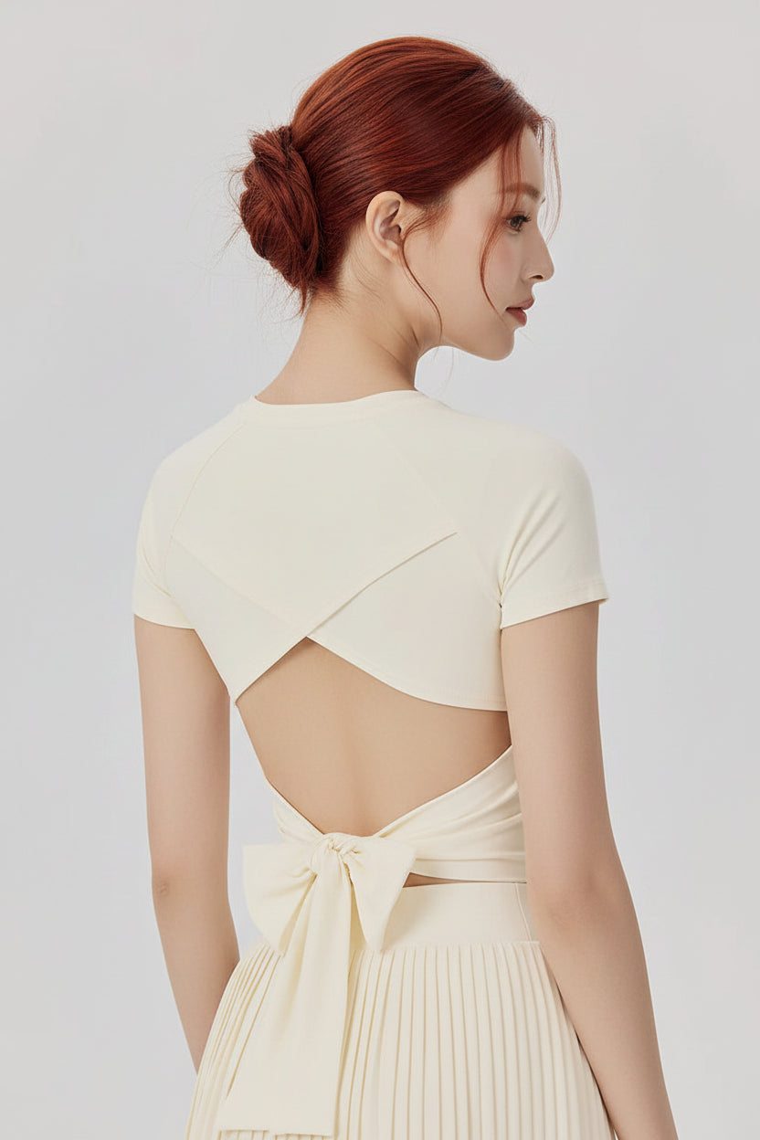 Padded Tennis Skirt and Hollow Back Crop Tops  Set