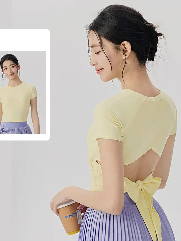 Padded Tennis Skirt and Hollow Back Crop Tops  Set