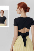 Padded Tennis Skirt and Hollow Back Crop Tops  Set