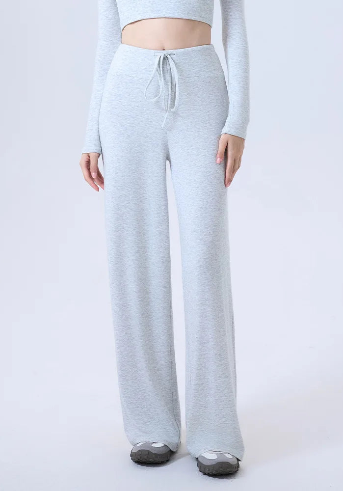 New Arrival Winter Cashmere Straight Leg Yoga Pants Drawstring Soft Loose