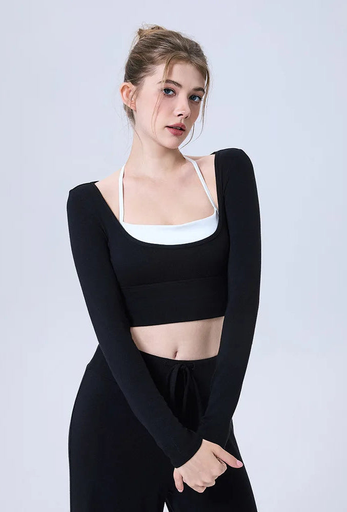 Breathable Long Sleeve Cashmere Top 2 in 1